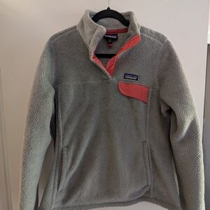Patagonia Gray Fleece Pullover with Pink Accents